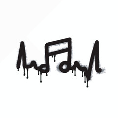 
Spray melody pulse icon isolated on white background. melodic pulse graffiti icon 
with an overspray of black on white. Vector illustration.