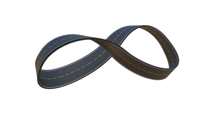 3D Infinity Loop Road Design: Winding Asphalt Highway Curves Through Floating Landscapes, Sunny Sky, and Endless Loops Symbolizing Speed, Mobility, Innovation, and Boundless Opportunities png