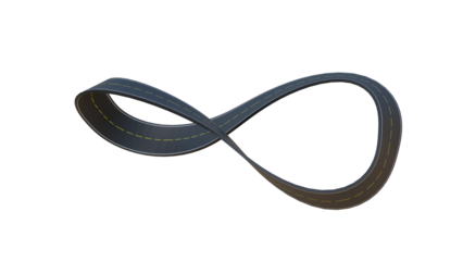 3D Infinity Loop Road Design: Winding Asphalt Highway Curves Through Floating Landscapes, Sunny Sky, and Endless Loops Symbolizing Speed, Mobility, Innovation, and Boundless Opportunities png