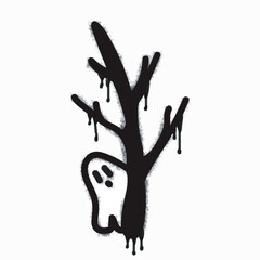 Obraz premium Spray ghost icon isolated on white background. ghost graffiti icon with overspray in black on white. Vector illustration.