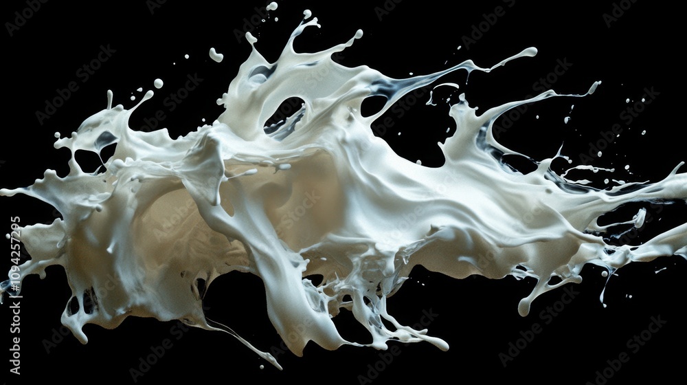 Poster dynamic milk splash action studio setting high-quality image dark background abstract concept