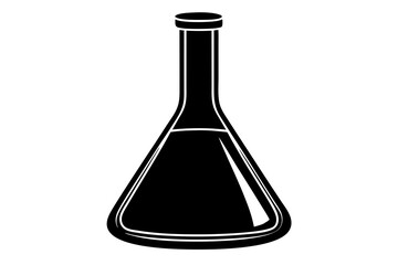 Medical Laboratory Flask Silhouette Vector Illustration - Scientific and Healthcare Design