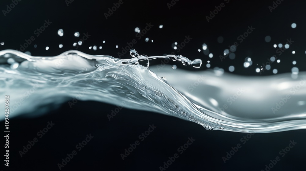 Poster dynamic water splash action studio setting high-quality photography dark background close-up view fl