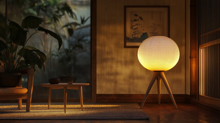 Serene Sphere Lamp Illuminates Tranquil Zen Space