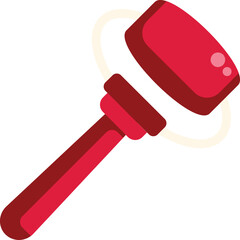 Red baby rattle making sound with moving ring, isolated on white background