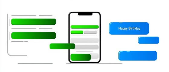Smartphone Messaging Interface Template with Text Bubbles for Custom Messages