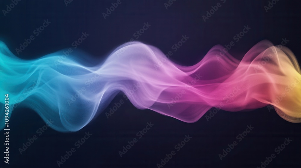 Poster a vibrant wave of colorful fluid shapes flows against a dark backdrop, creating a sense of motion an