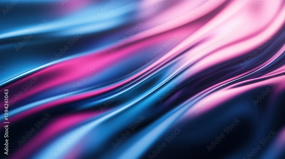 Poster a vibrant abstract image showcasing flowing waves of pink and blue, creating a mesmerizing interplay