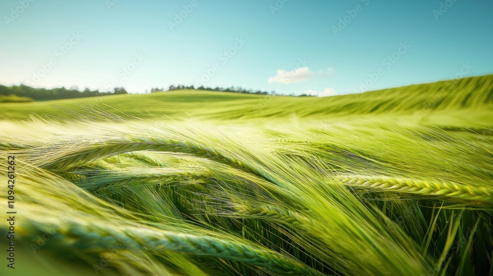 Poster a field of tall grass sways in unison, creating a mesmerizing wave like effect as the wind sweeps ac