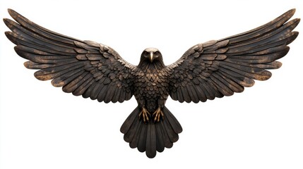 Obraz premium A majestic soaring eagle showcases its wingspan in stunning detail. The beautifully crafted design captures the essence of freedom and power. Generative AI