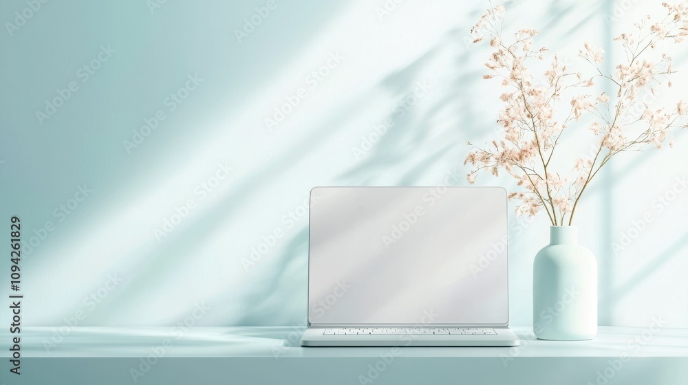 Poster a laptop displaying a brand style guide with specific color codes, font choices, and logo usage guid