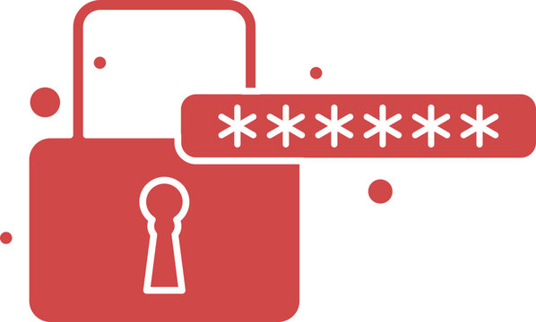 red padlock with password security concept clip art preview