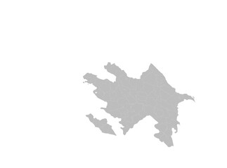 Gray Map of Azerbaijan Showing Provincial Divisions on alpha Background