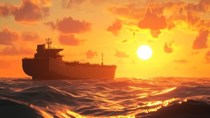 Obraz premium Majestic Oil Tanker at Golden Hour