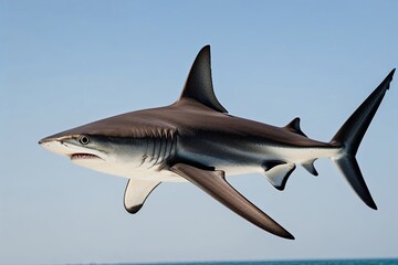 Naklejka premium Hammerhead Shark Isolated on White Background - Predatory Ocean Fish