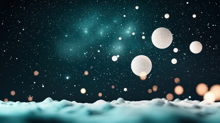 Fototapeta premium Glowing orbs of various sizes floating in a dark space, casting a soft, otherworldly luminescence and creating a sense of mystery and wonder.