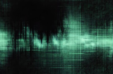 Abstract Glitch Digital Art Dark Green Black Texture Blurry Futuristic Pixel Noise Distortion Chaos Reflections Vertical Lines