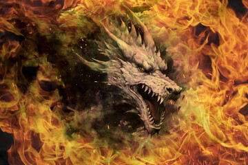 Dragon in Flames - Fantasy Art