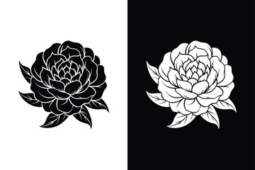 Obraz premium Peony Flower Vector. Timeless Beauty in Silhouette Illustration