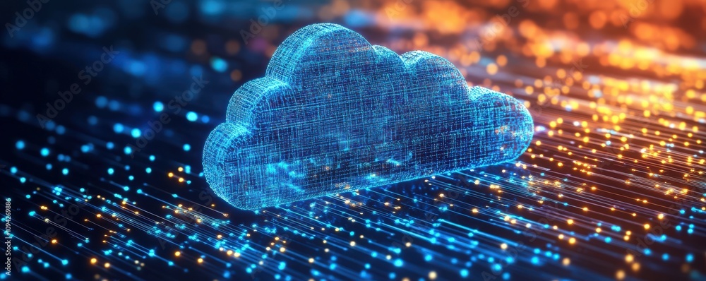 Aufkleber a digital cloud symbol floating above vibrant data streams, showcasing the fusion of technology and 