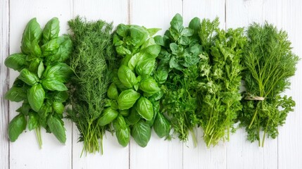 Fresh Herbs Assortment  Basil  Dill  Parsley  Culinary Greens
