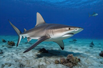 Fototapeta premium Hammerhead Shark Isolated on White Background Predatory Marine Fish
