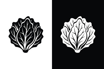 Fresh Lettuce Silhouette. Vegetable Leaf Icon in Vector Style