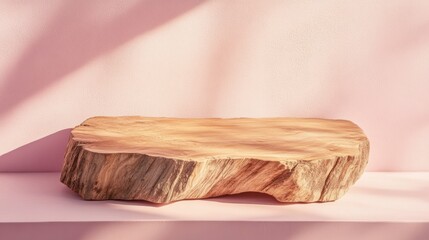 Wooden Podium Pink Wall.