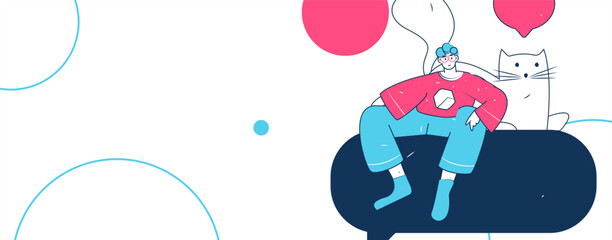 Virtual characters social communication concept business flat vector hand drawn illustration
