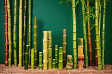 Stunning Bamboo Species Collection Showcased on Green Background