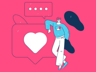 Virtual characters social communication concept business flat vector hand drawn illustration
