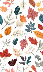 Floral flowers and beautiful colorful leaves wallpaper seamless pattern for interior decoration or background.