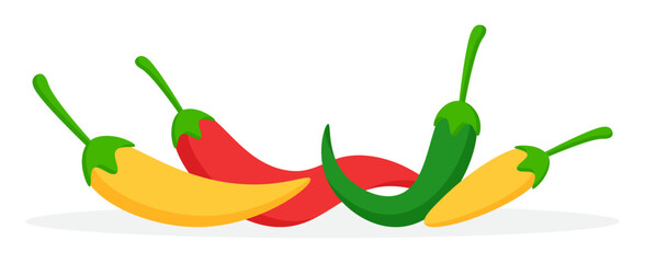 Hot chili peppers red yellow and green chili clipart decoration flat illustration clipart