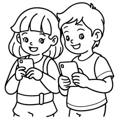 hildren using a smartphone