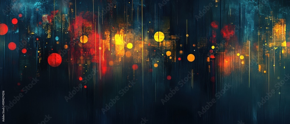 Aufkleber abstract art with colorful circles and streaks, creating a vibrant and energetic visual experience.