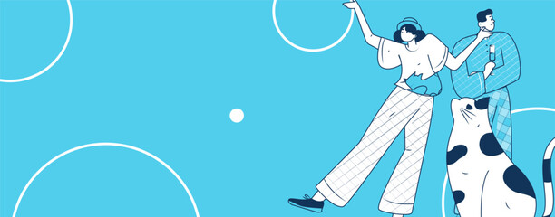 Virtual characters social communication concept business flat vector hand drawn illustration
