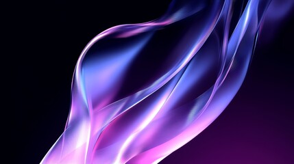 Obraz premium Abstract Digital Art Smooth Metallic Ribbons in Purple Blue Silver on Dark Background 3D Render