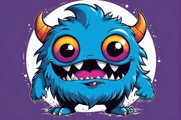 A cartoon monster with big eyes and a big smile