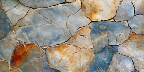 Fototapeta premium Natural stone wall texture background with earthy tones and organic patterns