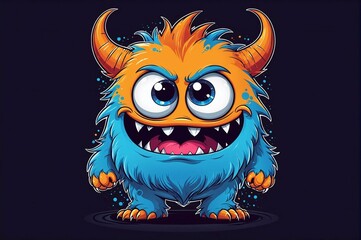 A cartoon monster with big eyes and a big smile