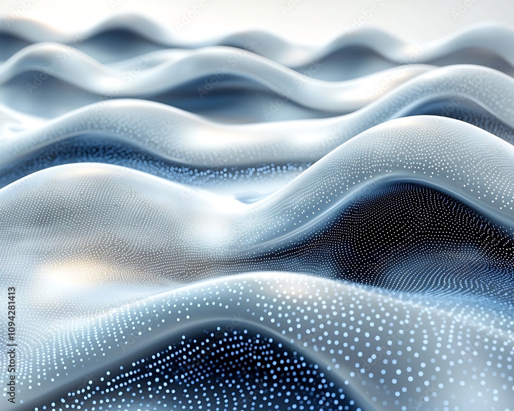 Poster flowing abstract data visualization symbolizing beauty of motion and technology