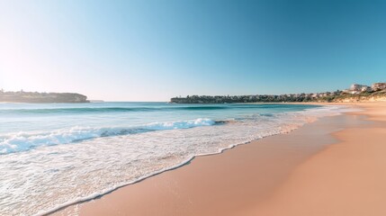 Fototapeta premium Serene beach at sunrise.
