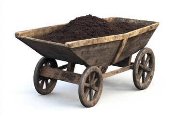 Rustic Wooden Wheelbarrow Filled with Soil