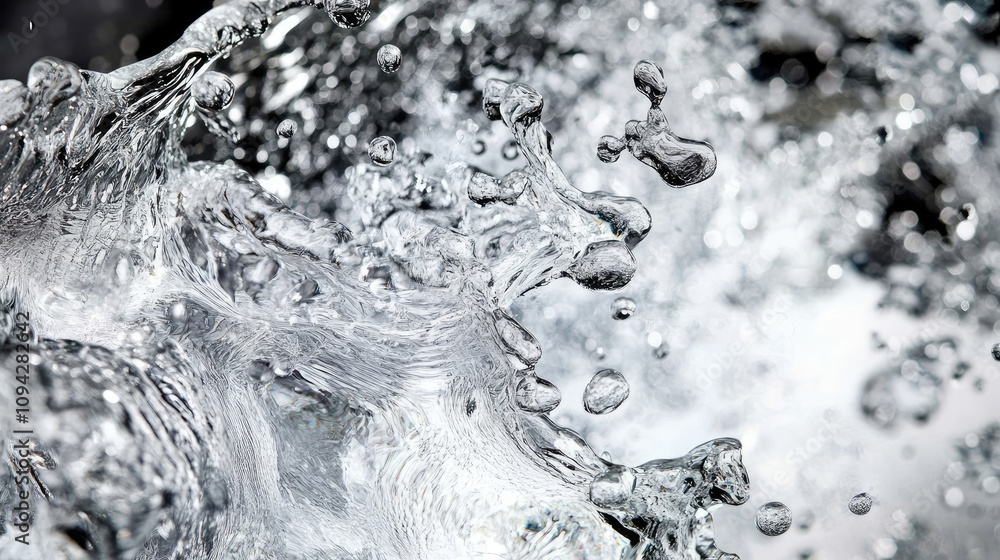 Aufkleber a close-up of a glass with ice-cold water splashing, creating a dynamic and invigorating scene on a 