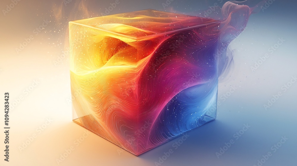 Poster colorful multidimensional data visualization in transparent 3d cube
