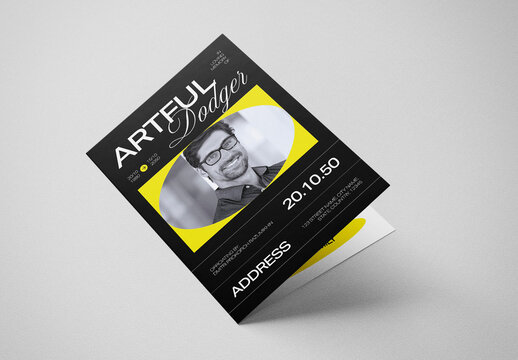 Yellow Geometric Utilitarian Funeral Program