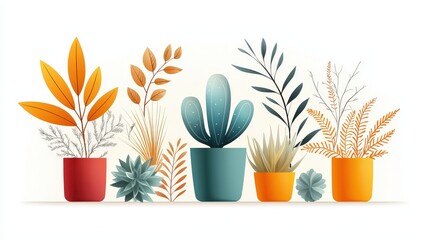 A modern cactus design with various shapes and sizes, showcasing a minimalistic yet stylish cactus silhouette against a neutral background.