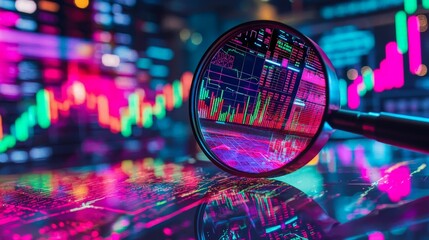 Stock Market Analysis  Magnifying Glass on Financial Charts   Data