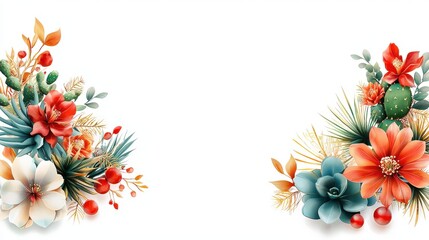 Naklejka premium A playful cactus border featuring stylized cactus plants, ideal for adding a touch of desert charm to invitations, posters, or nature-inspired designs.