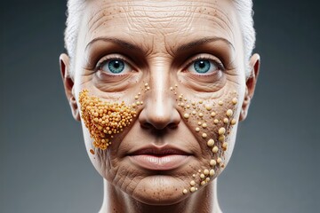 Fototapeta premium Advanced 3D Visualization of Aging Skin Surface and Epidermal Cell Analysis